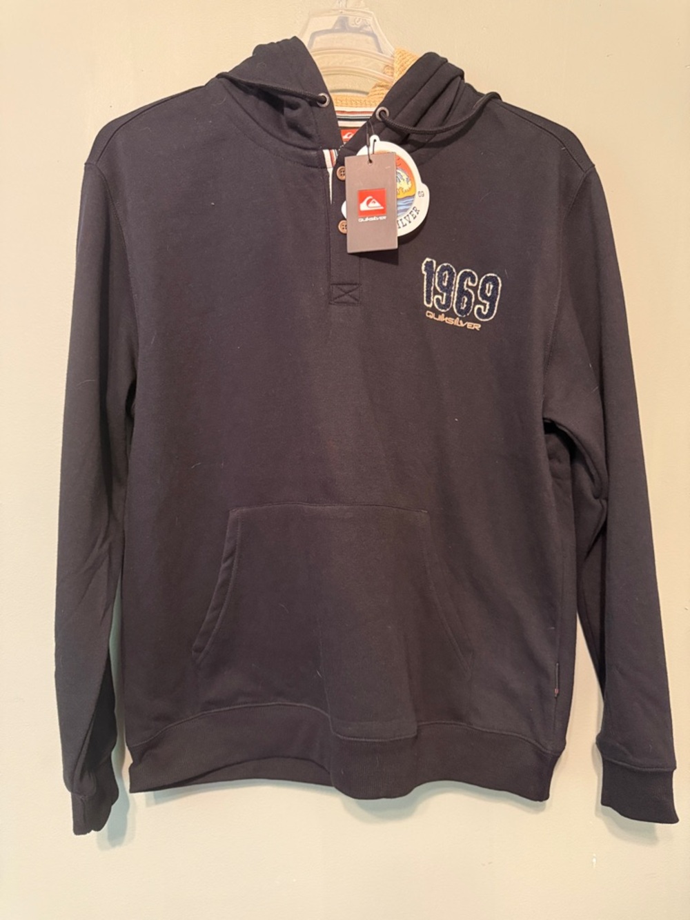 Quiksilver Black 1969 Hooded Pullover Sweatshirt